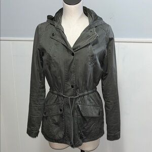 Women's Green Hooded utility Jacket size Medium